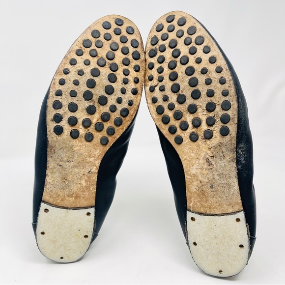 Vintage Tory Burch Black Leather Loafers • Gold Logo • Classic Flat - Picture 10 of 12